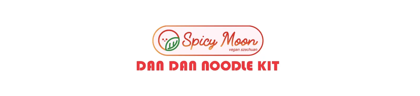 Spicy Moon vegan szechuan logo lockup with the Dan Dan Noodle Kit wordmark