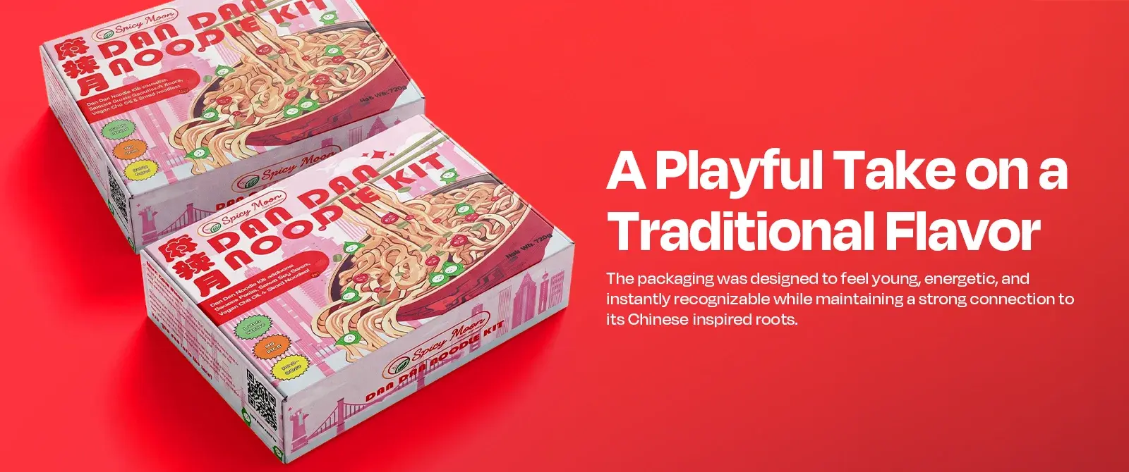 A playful take on a traditional flavor: two boxes with the young, energetic design