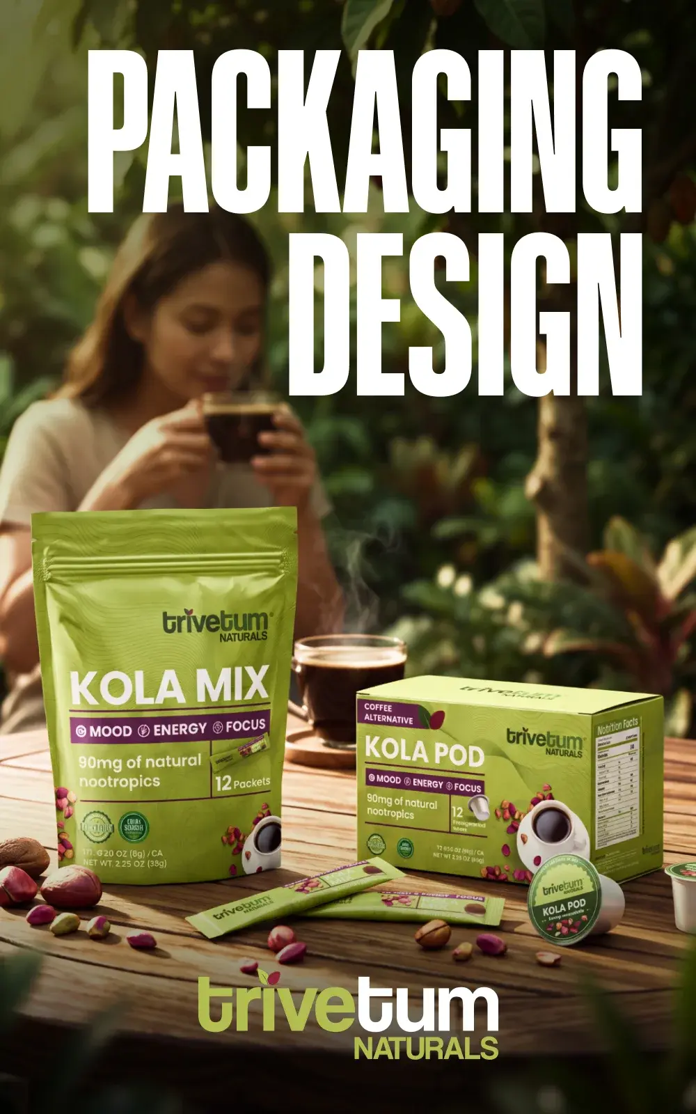 Trivetum Kola Coffee Alternative Packaging · Packaging & Product Design case study cover