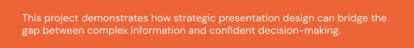Orange banner strip on bridging the gap between complex information and confident decision-making