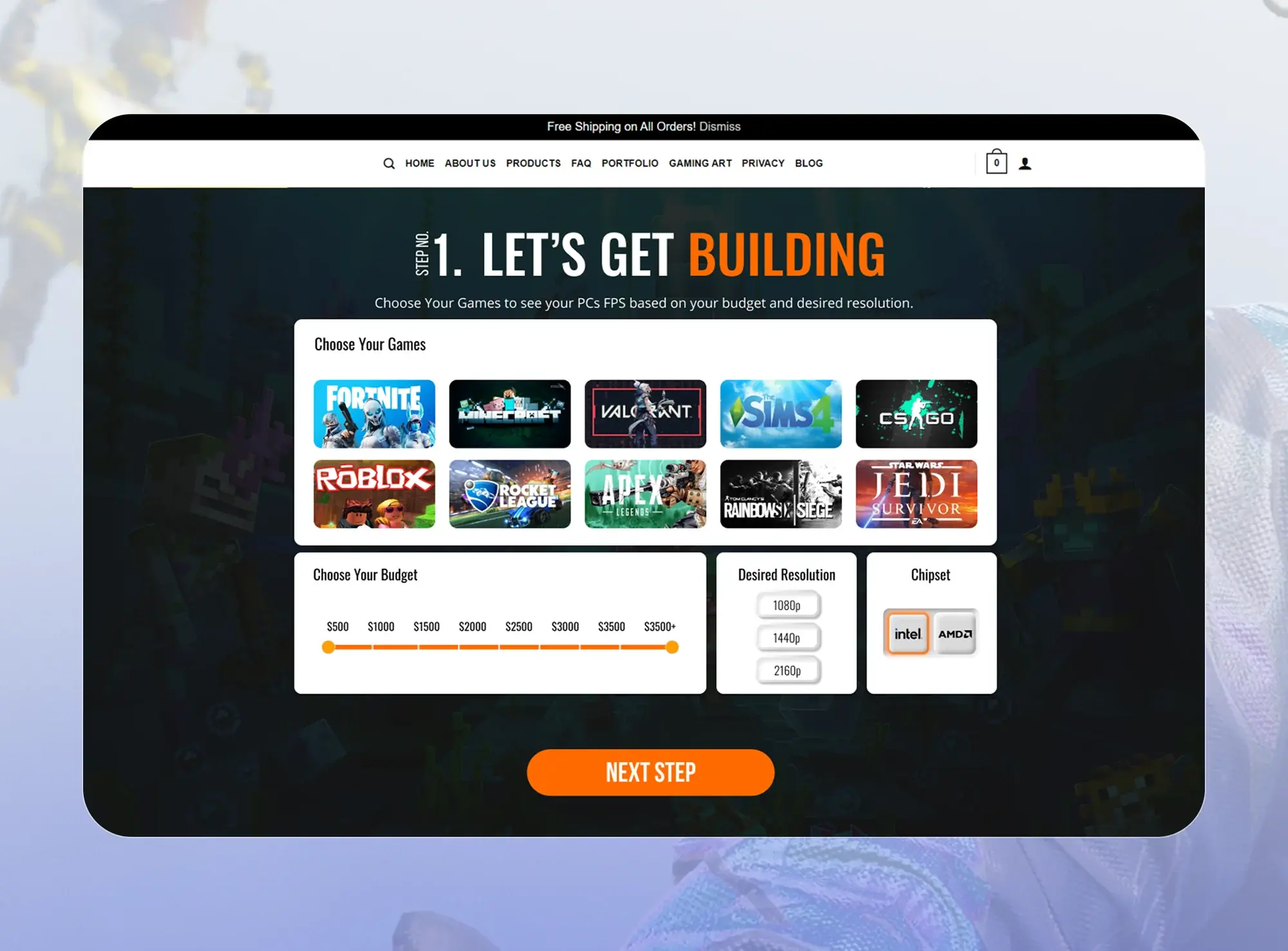 Step one, let's get building: choose your games, budget, resolution and chipset
