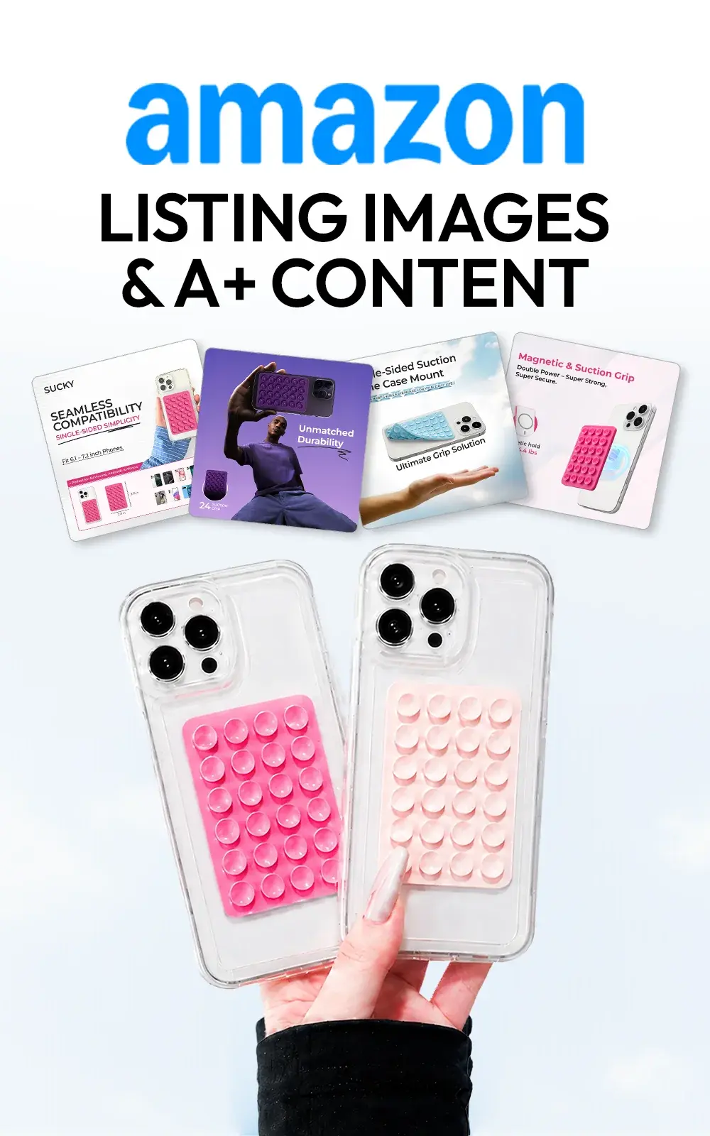 Sucky Phone Grip Amazon Listing Images and A+ Content cover