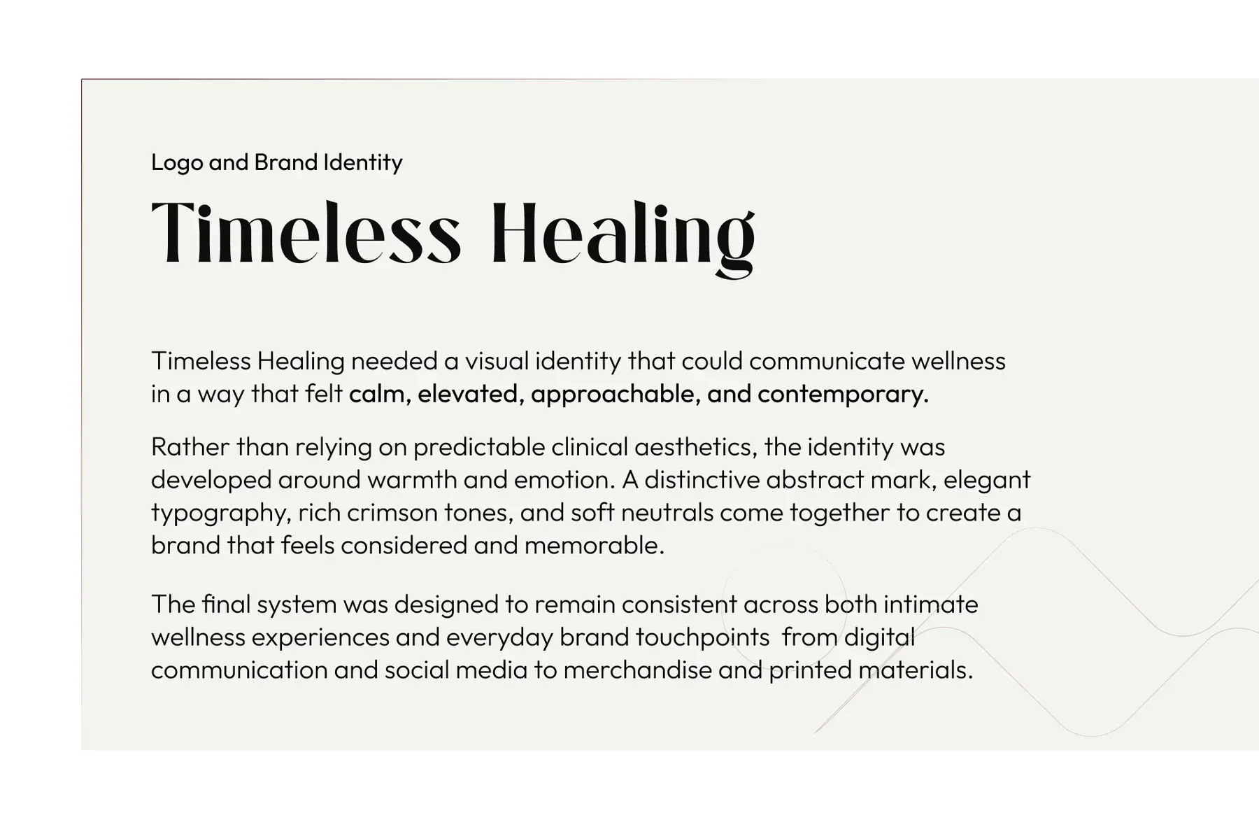 Logo and brand identity overview: a visual identity that communicates wellness in a way that feels calm, elevated, approachable and contemporary