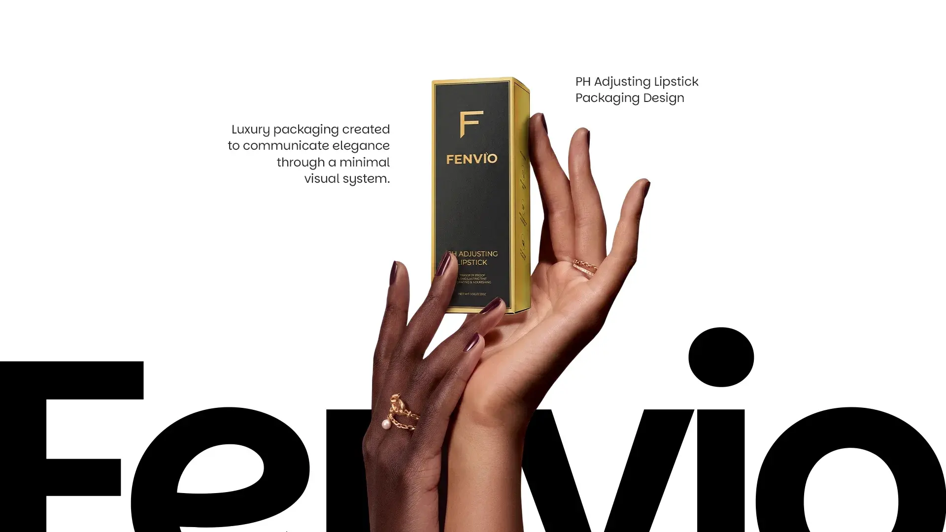 Fenvio packaging presented as luxury packaging built on a minimal visual system